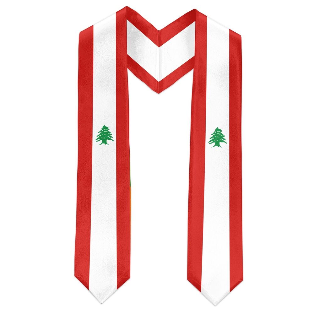 8566 Lebanon Flag International Graduate Satin Stole Scarf with National